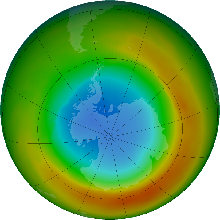 Antarctic ozone map for October 1981